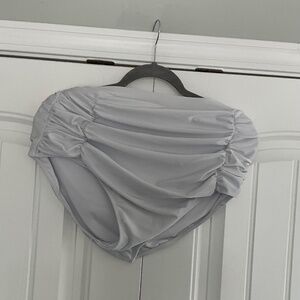 Women’s Ruched White Bikini Bottom XXL